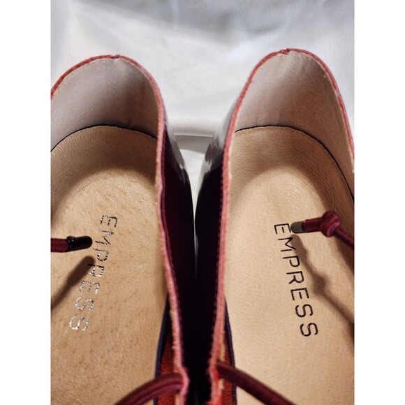 Empress Square Toe Flats Wine Patent Leather Slip on Elastic Strap EU 42 US 12 - Picture 7 of 14